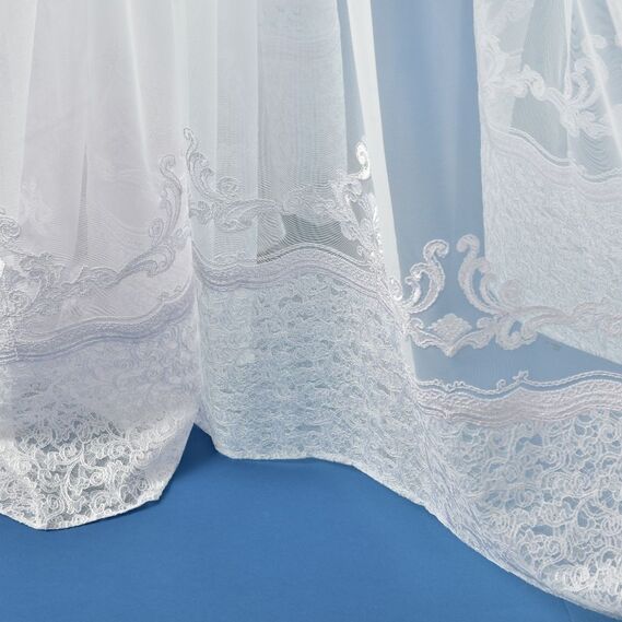 Тюль фатин з вишивкою Евелін біла, фото 1 Тюль фатин з вишивкою Евелін біла, фото 1
