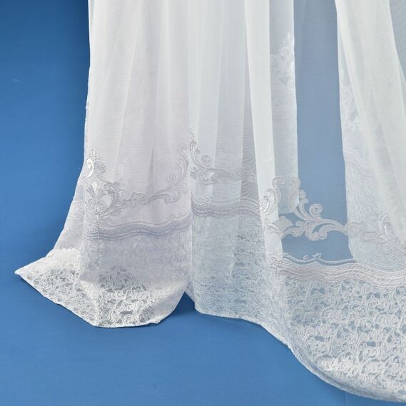 Тюль фатин з вишивкою Евелін біла, фото 2 Тюль фатин з вишивкою Евелін біла, фото 2