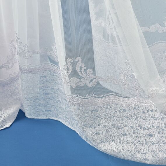 Тюль фатин з вишивкою Евелін біла, фото 4 Тюль фатин з вишивкою Евелін біла, фото 4