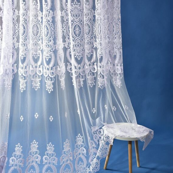 Тюль сітка з вишивкою Майя V-beyaz , фото 7 Тюль сітка з вишивкою Майя V-beyaz , фото 7