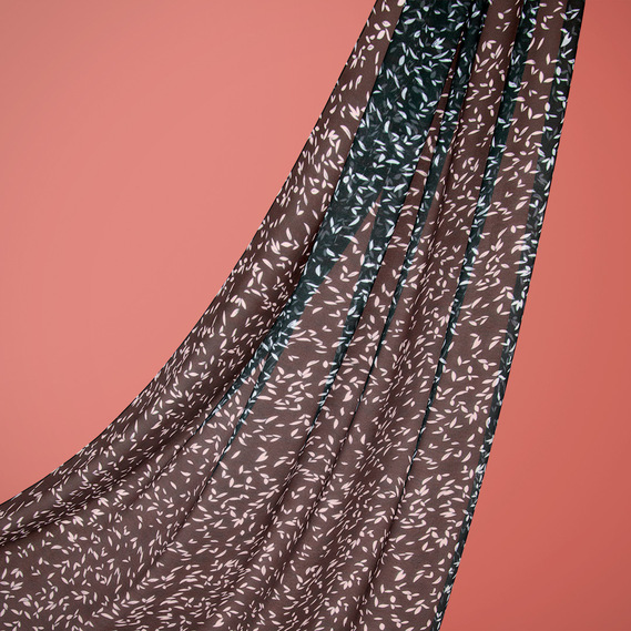 Ткань шифон креп листя чорний, фото 1 Ткань шифон креп листя чорний, фото 1