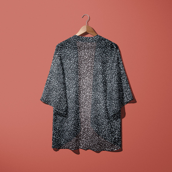 Ткань шифон креп листя чорний, фото 4 Ткань шифон креп листя чорний, фото 4