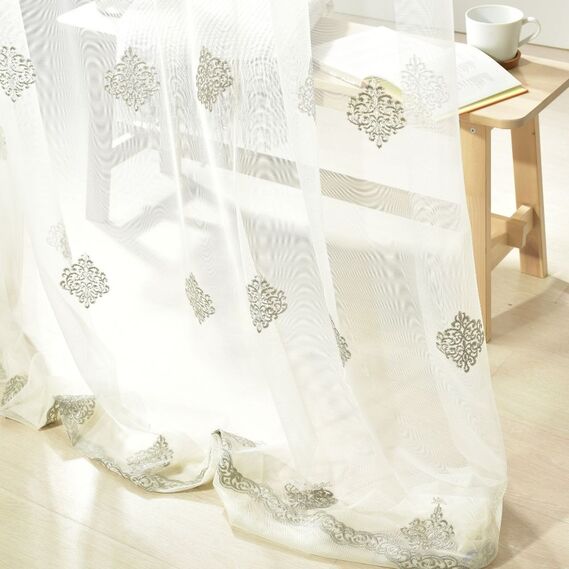 Тюль фатин с вышивкой Донателла срібло , фото 1 Тюль фатин с вышивкой Донателла срібло , фото 1