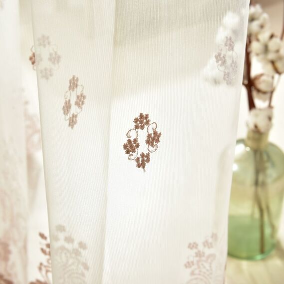 Тюль сетка с вышивкой Майя V-05 пудра, фото 4 Тюль сетка с вышивкой Майя V-05 пудра, фото 4