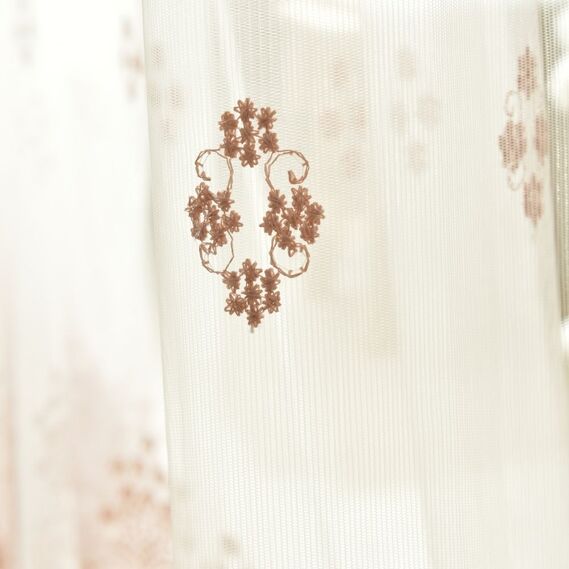 Тюль сетка с вышивкой Майя V-05 пудра, фото 5 Тюль сетка с вышивкой Майя V-05 пудра, фото 5