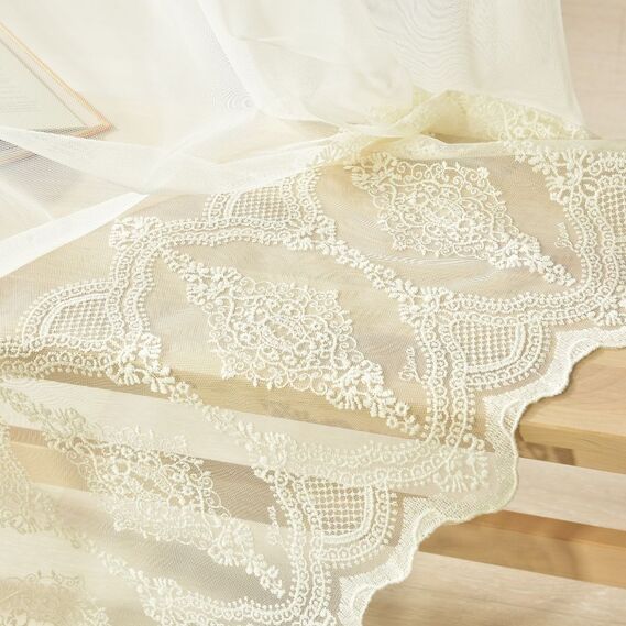 Тюль фатин с вышивкой Фантазия V-krem, фото 2 Тюль фатин с вышивкой Фантазия V-krem, фото 2