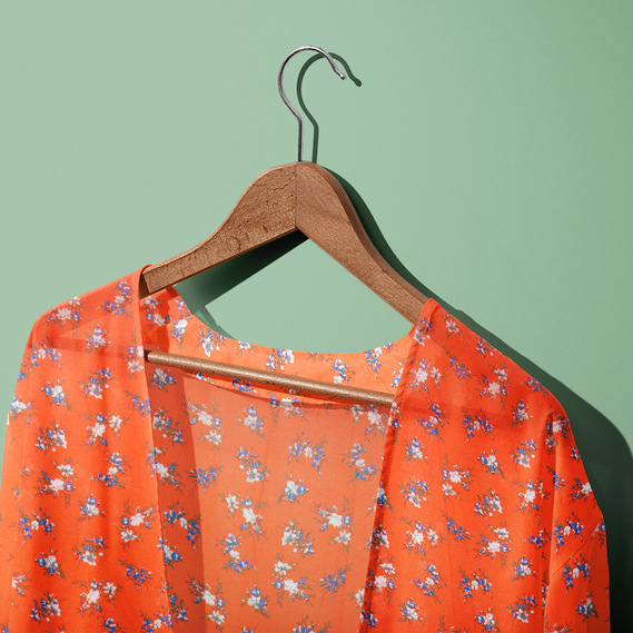 Ткань шифон креп букет помаранч, фото 2 Ткань шифон креп букет помаранч, фото 2