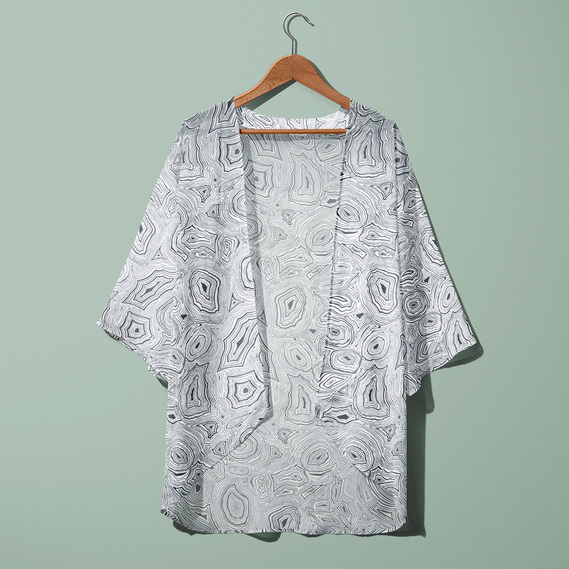 Ткань шифон принт Агат білий, фото 3 Ткань шифон принт Агат білий, фото 3