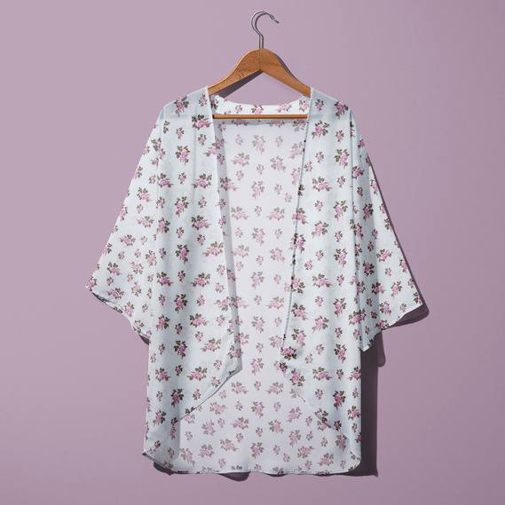 Тканина шифон принт троянда молоко фрез, фото 3 Тканина шифон принт троянда молоко фрез, фото 3