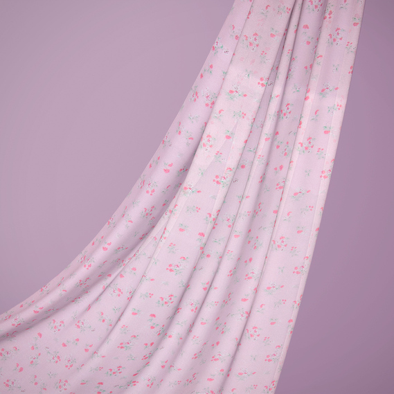 Тканина шифон принт Веста рожевий, фото 1