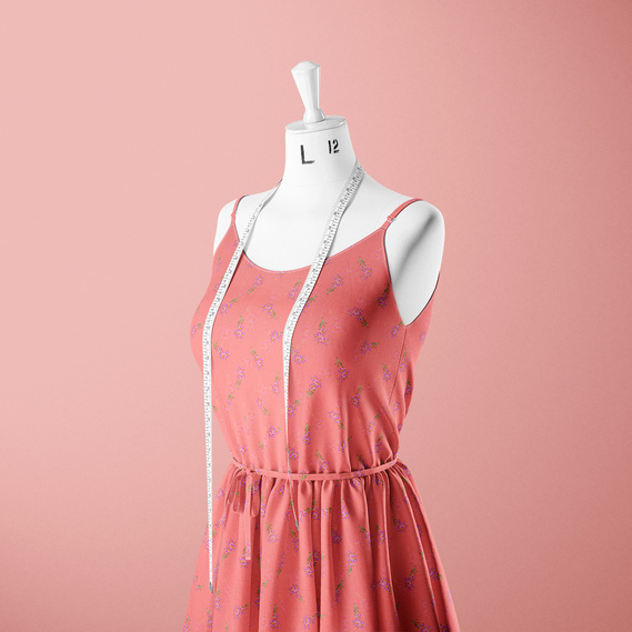 Ткань батист Digital принт Віола 1 корал, фото 3 Ткань батист Digital принт Віола 1 корал, фото 3