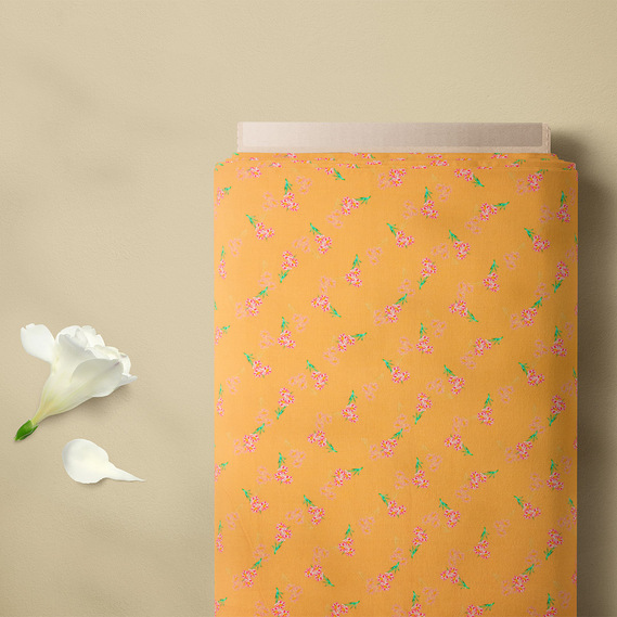 Тканина батист Digital принт Віола 1 гірчиця, фото 2