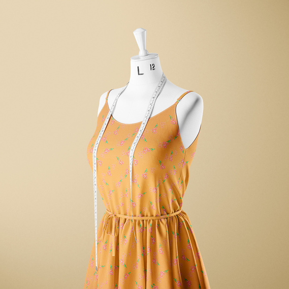 Тканина батист Digital принт Віола 1 гірчиця, фото 3