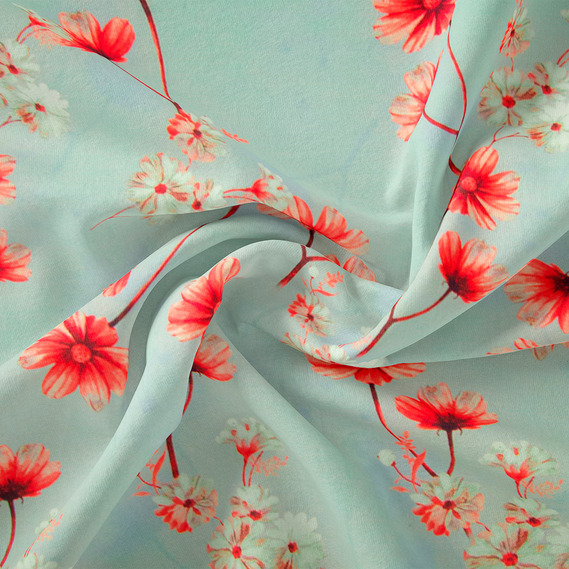 Тканина батист Digital принт космея полин, фото 1