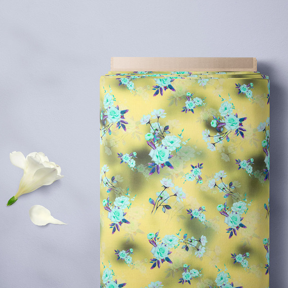 Тканина батист Digital принт Роуз олива, фото 2