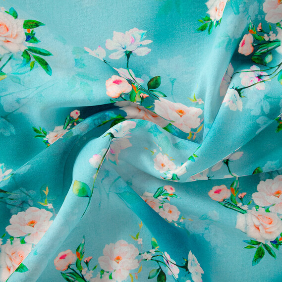 Тканина батист Digital принт Роуз ментол, фото 1