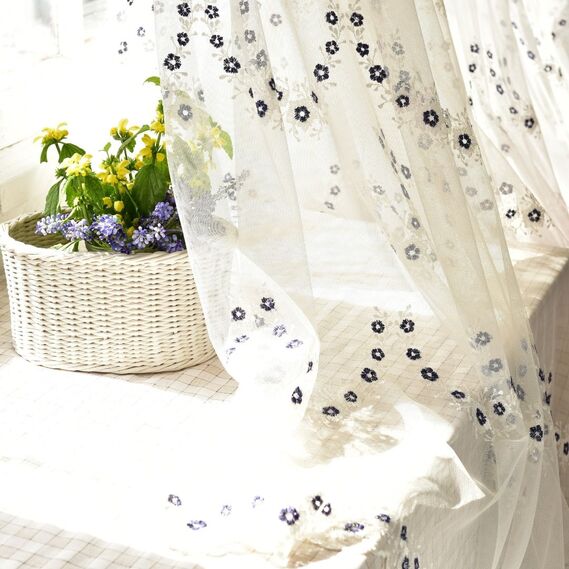 Тюль с вышивкой LIZ V-5 синя, фото 1 Тюль с вышивкой LIZ V-5 синя, фото 1