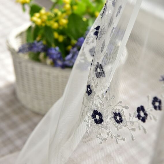 Тюль с вышивкой LIZ V-5 синя, фото 2 Тюль с вышивкой LIZ V-5 синя, фото 2