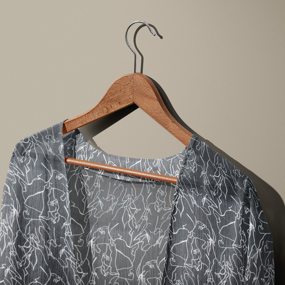 Тканина шифон креш розчерк чорний, фото 2 Тканина шифон креш розчерк чорний, фото 2