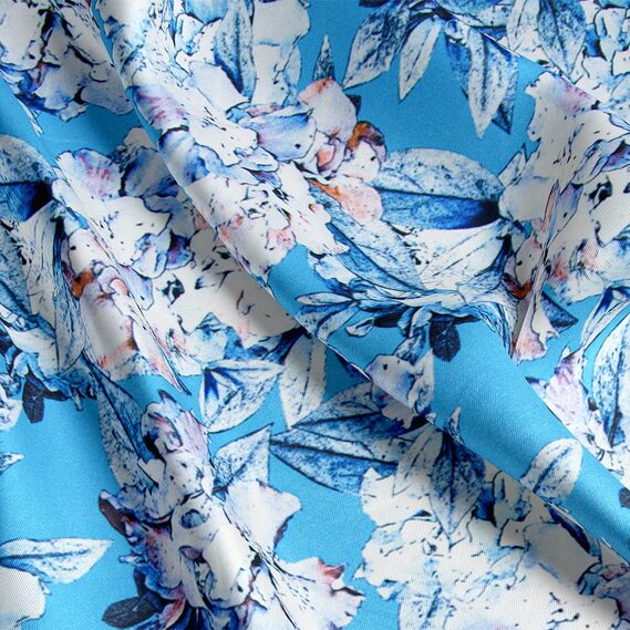 Тканина шовк атлас Armani digital принт Аеліта блакитна, фото 3