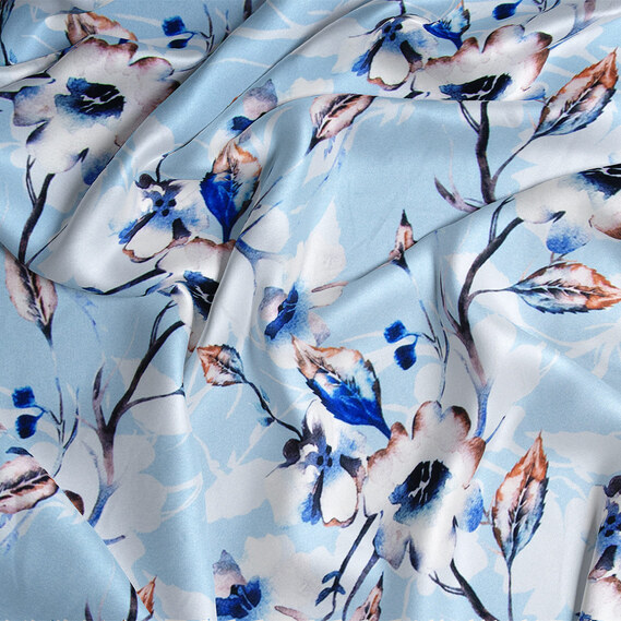 Тканина шовк атлас Armani digital принт весна небесно блакитна, фото 2