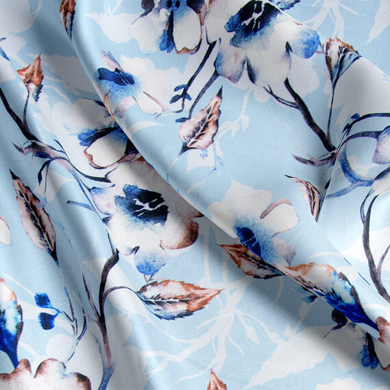 Тканина шовк атлас Armani digital принт весна небесно блакитна, фото 3