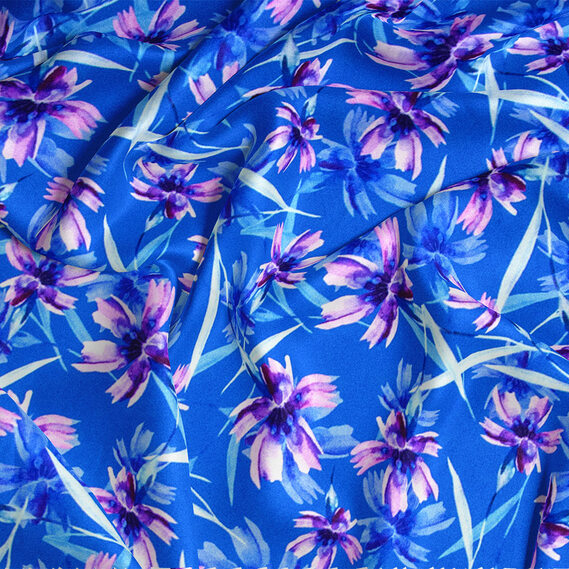 Ткань шелк атлас Armani digital принт волошки синій, фото 2