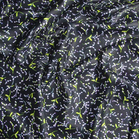 Тканина шовк атлас Armani screen принт дзвіночки чорний фіолет, фото 2