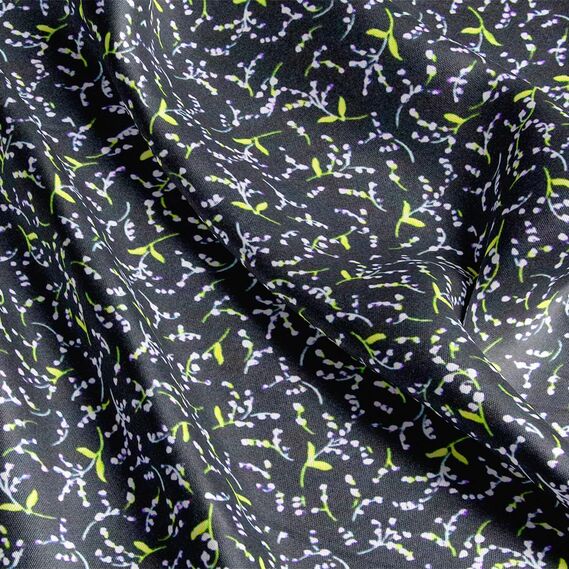 Тканина шовк атлас Armani screen принт дзвіночки чорний фіолет, фото 3