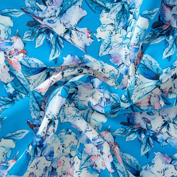 Ткань плательная Super soft Digital принт Аеліта блакитна, фото 1
