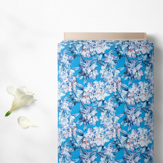 Ткань плательная Super soft Digital принт Аеліта блакитна, фото 2