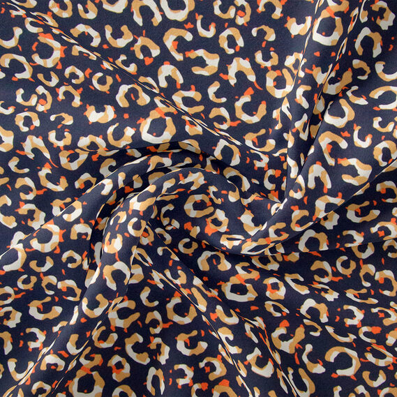 Ткань плательная Super soft Digital принт півкола темно синя, фото 1