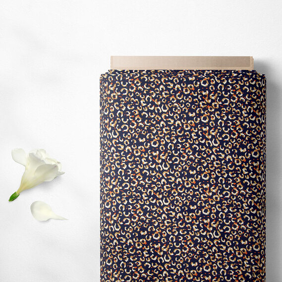 Ткань плательная Super soft Digital принт півкола темно синя, фото 2