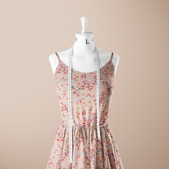 Тканина льон стрейч долина квітів беж, фото 3