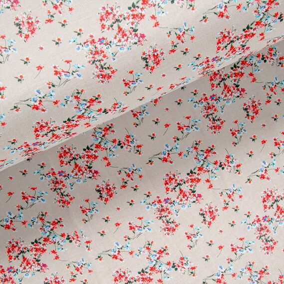 Тканина льон стрейч долина квітів світлий беж, фото 1