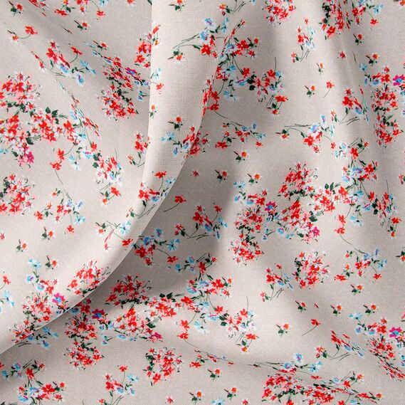 Тканина льон стрейч долина квітів світлий беж, фото 2