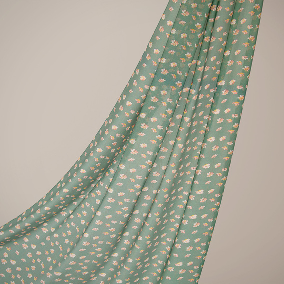 Тканина шифон креп флора темно зелений, фото 1 Тканина шифон креп флора темно зелений, фото 1