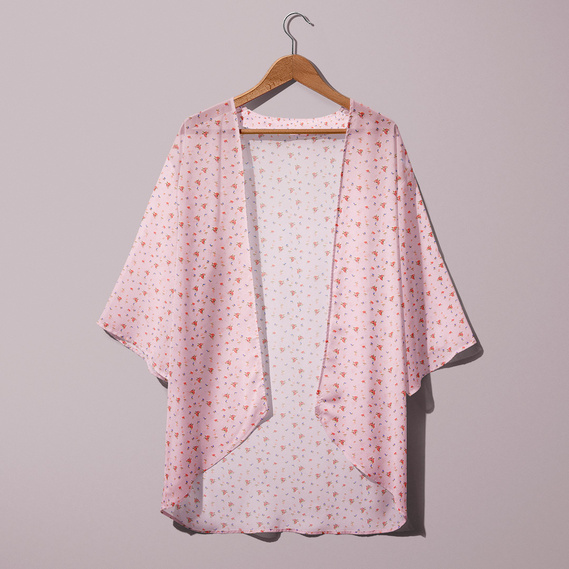 Тканина шифон трояндочки пудра, фото 3