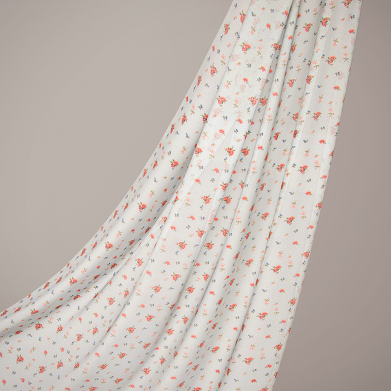 Тканина шифон трояндочки крем, фото 1