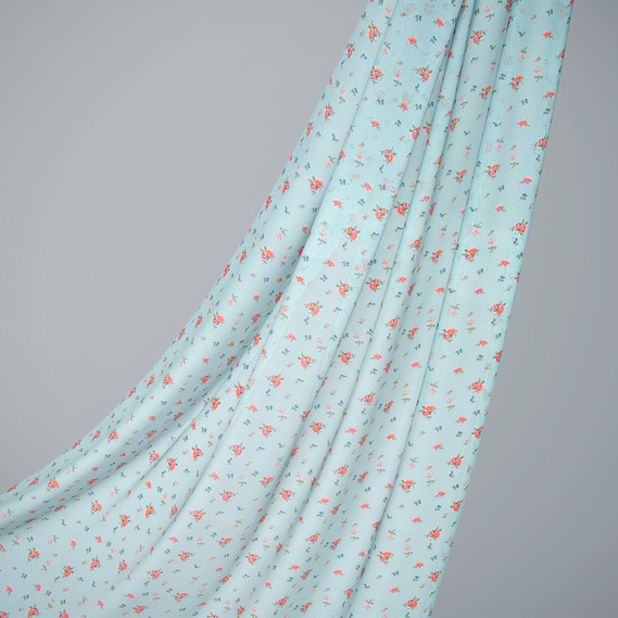 Тканина шифон трояндочки ментол, фото 1 Тканина шифон трояндочки ментол, фото 1