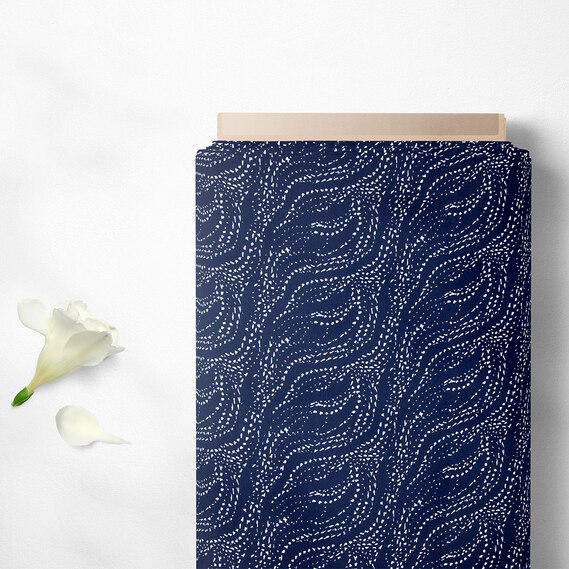 Madagascar crepe dress fabric, 150 cm wide, suitable for clothing, dresses, suits, and skirts V-40/1 хвиля синя, фото 2