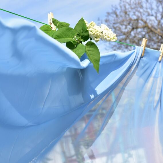 Тюль однотонна Вуаль Silk V-A20 блакитна, фото 5 Тюль однотонна Вуаль Silk V-A20 блакитна, фото 5