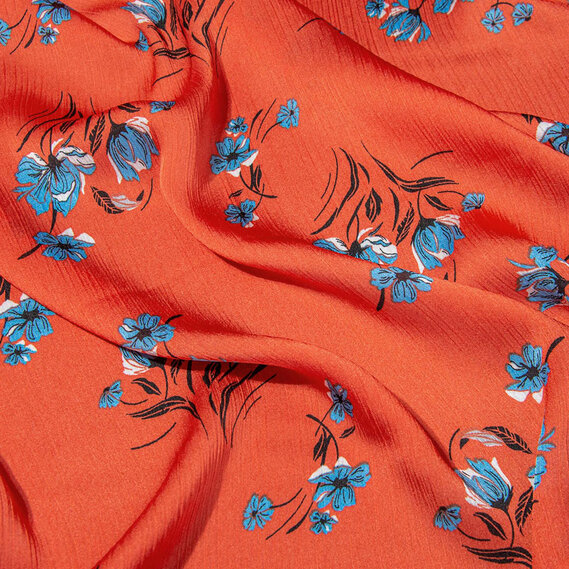 Ткань плательная атлас крэш Ніно корал, фото 2