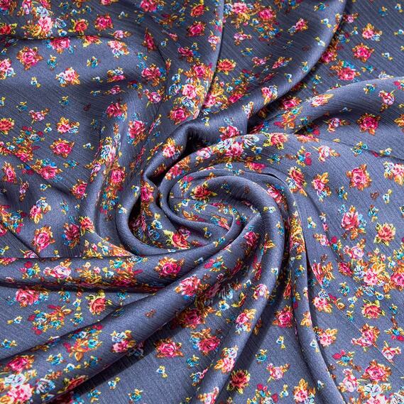 Ткань плательная атлас крэш Розіта темно сірий, фото 1