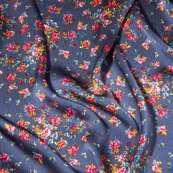 Ткань плательная атлас крэш Розіта темно сірий, фото 2