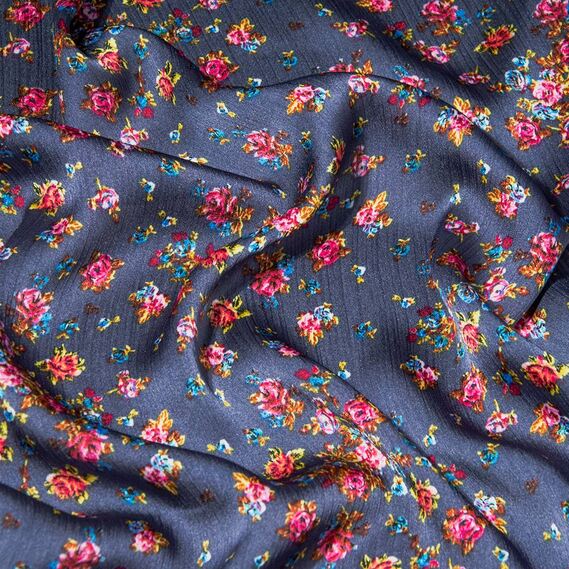 Ткань плательная атлас крэш Розіта темно сірий, фото 3