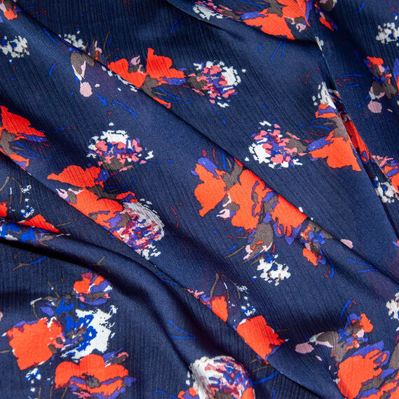 Тканина плательна атлас креш каприз темно синій, фото 2 Тканина плательна атлас креш каприз темно синій, фото 2