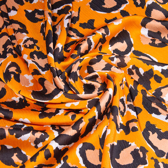 Ткань плательная атлас крэш леопард гірчиця, фото 1 Ткань плательная атлас крэш леопард гірчиця, фото 1