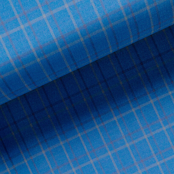 Ткань костюмная Renzzo Ricci клетка синя, фото 1