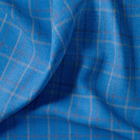 Ткань костюмная Renzzo Ricci клетка синя, фото 2